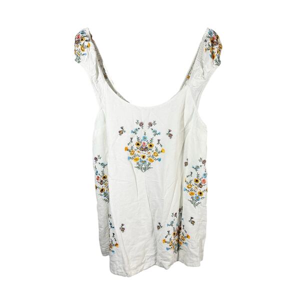 Free People Wildflower Embroidered Linen Blend Mini Dress Size Medium - Picture 4 of 12